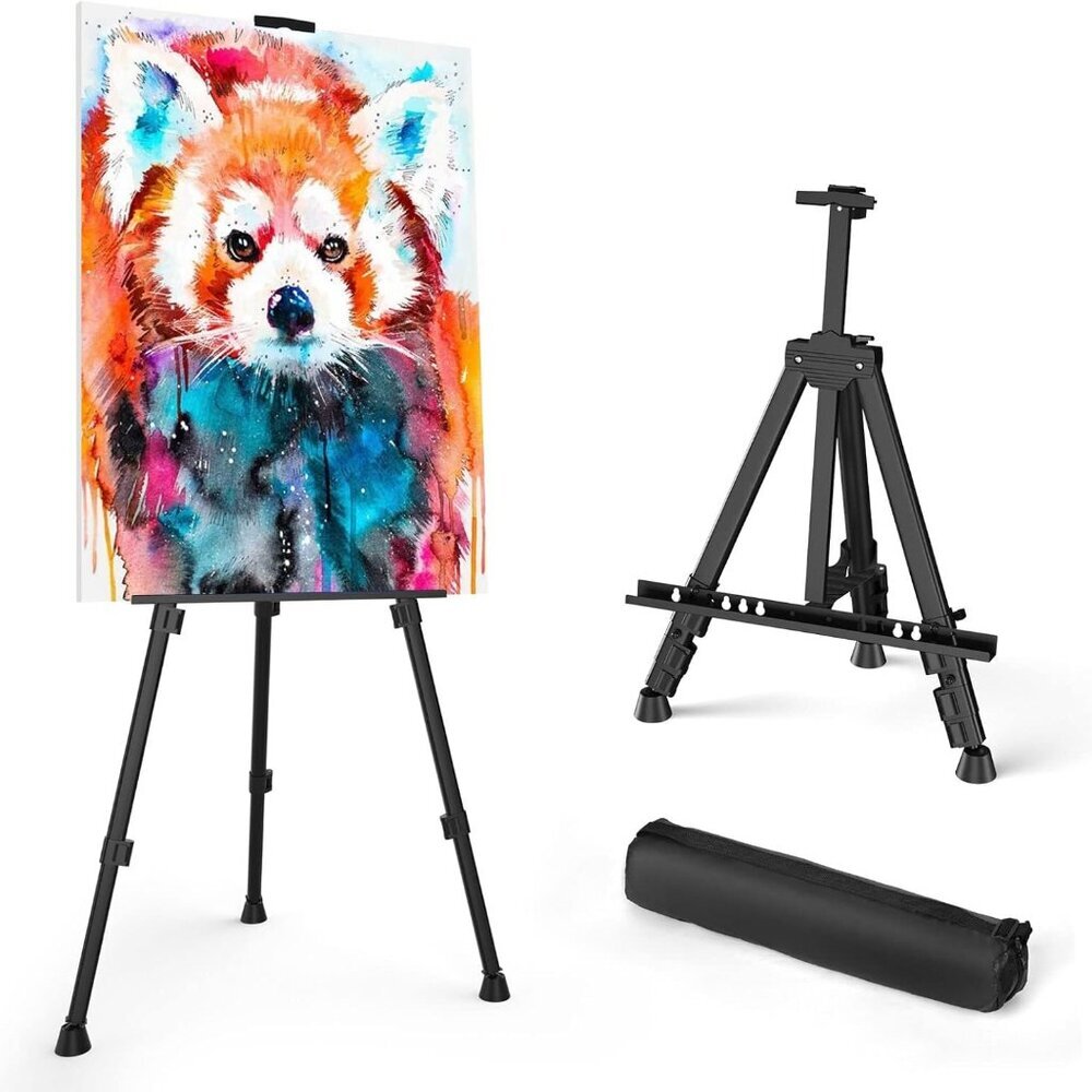 Art Painting Artist Easel Stand, Portable Adjustable Aluminum Metal Tripod Displ